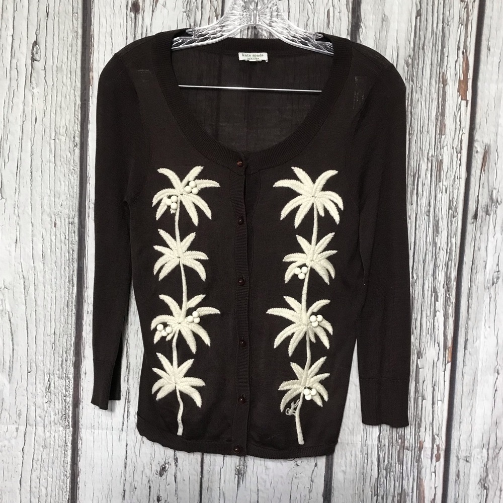 Kate Spade Sweater with palms and Beads T120